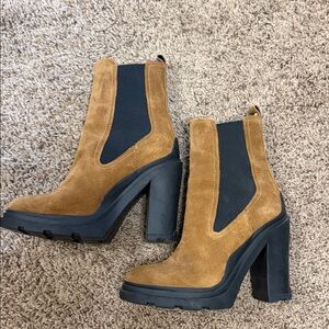 Marc Fisher Tan and Black Heeled Boots